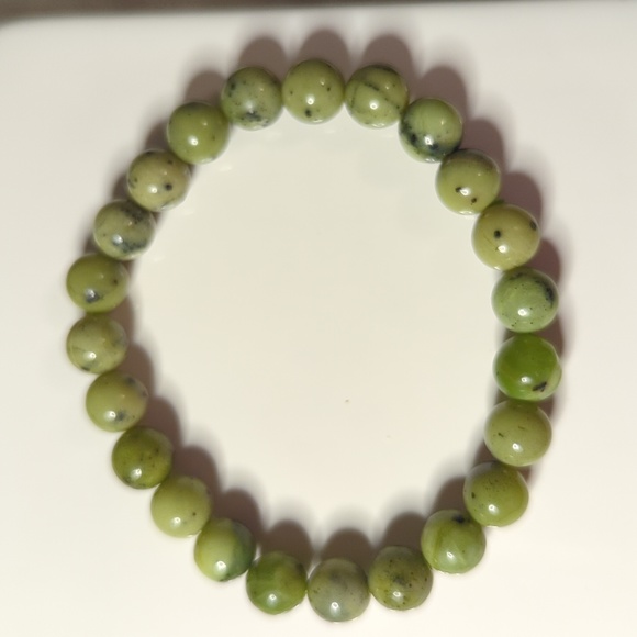 Green Jasper 8mm Beaded Stretchy Bracelet - New - Picture 2 of 2